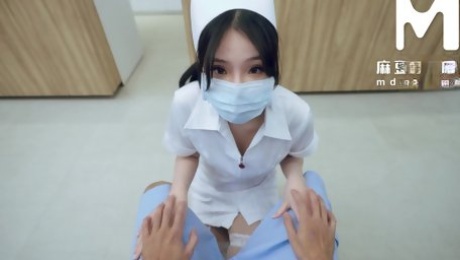 Beautiful Chinese Nurse Serves Doctor's Cock