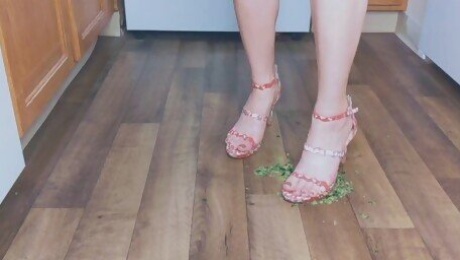 more cucumber stomping in high heels!